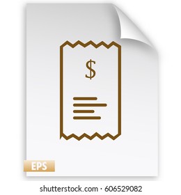 Checkout receipt or purchase receipt line art icon for apps and websites