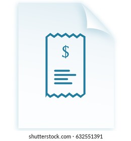 Checkout receipt or purchase receipt line art icon for apps and websites