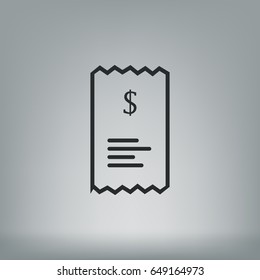 Checkout receipt or purchase receipt line art icon for apps and websites