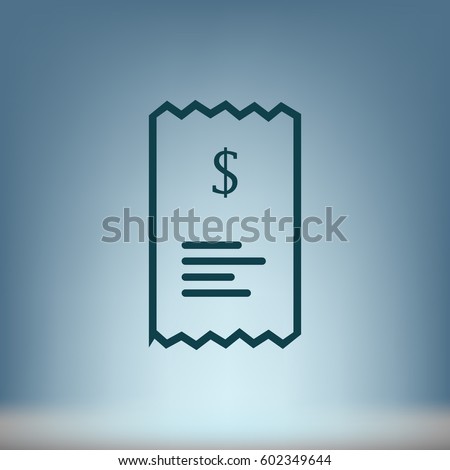 Checkout receipt or purchase receipt line art icon for apps and websites