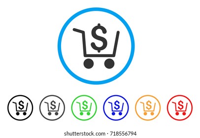 Checkout rounded icon. Style is a flat checkout grey symbol inside light blue circle with black, gray, green, blue, red, orange color versions. Vector designed for web and software interfaces.