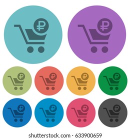 Checkout with Ruble cart darker flat icons on color round background