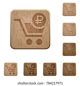 Checkout with Ruble cart on rounded square carved wooden button styles