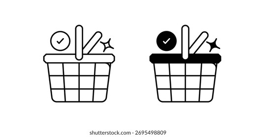 Icono de conjunto de Completar compra con fondo blanco Vector Ilustración de stock