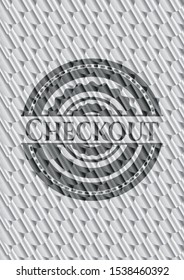 Checkout silver emblem or badge. Scales pattern. Vector Illustration. Detailed.