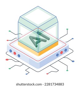 Obtener este icono de estilo isométrico de un chip ai 