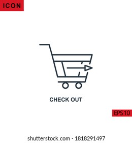 Checkout vector icon on white background. Illustration line icon for graphic, print media interfaces and web design.
