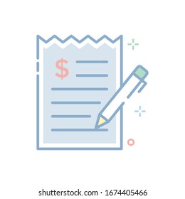 Checkout Vector illustration. Filled Outline Color Icon.