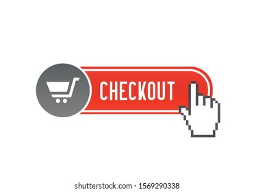 Checkout web button with hand cursor icon template - Vector illustration