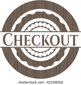 Checkout wooden emblem. Vintage.