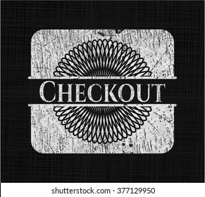 Checkout written on a chalkboard
