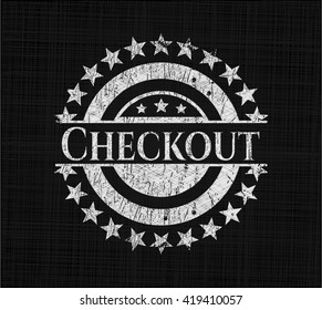 Checkout written on a chalkboard