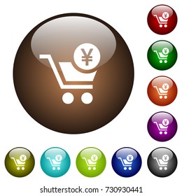 Checkout with Yen cart white icons on round color glass buttons