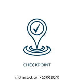 Checkpoint Icon. Thin Linear Checkpoint Outline Icon Isolated On White Background. Line Vector Checkpoint Sign, Symbol For Web And Mobile