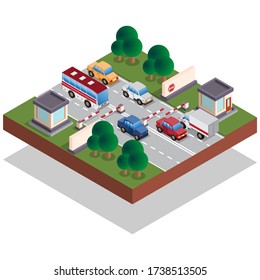 Checkpoint. Isometric. Isolated on a white background. Vector illustration.