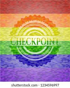 Checkpoint on mosaic background with the colors of the LGBT flag