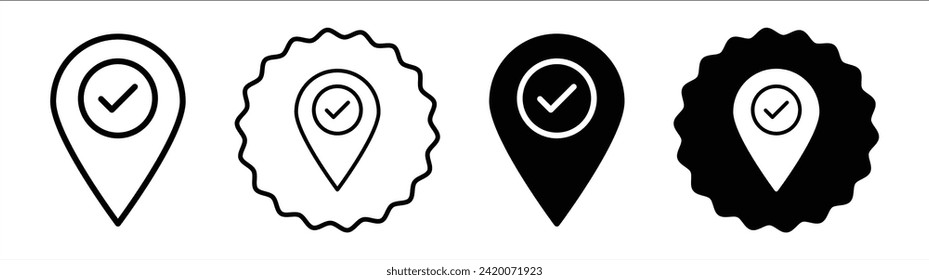 Checkpoint set in black and white color. Checkpoint simple flat icon vector