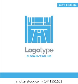 Checkpoint, Start, Race, Road Blue Solid Logo Template. Place for Tagline