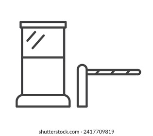 checkpoint, toll booth with closed barrier gate - vector illustration