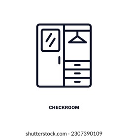 icono de la sala de verificación. Icono delgado de la sala de control de la colección de hoteles y restaurantes. Vector de contorno aislado en fondo blanco. El símbolo editable de la sala de control se puede usar web y móvil