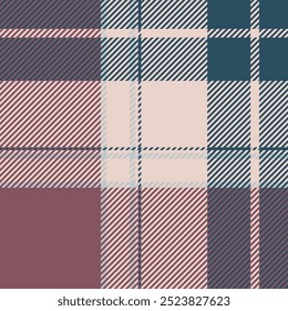 Verifica a textura de fundo sem costura, verificação de tecido vetorial de jarda. Teenage xadrez padrão tartan têxtil na paleta de cores claras e vermelhas.