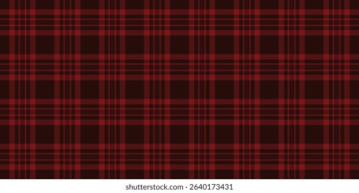 Checks fabric check plaid, scrapbook texture background seamless. Blanket pattern textile tartan vector in red and black colors palette.