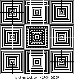 Checks, squares, lines, strokes, curves patterns collection. Geometrical ethnic ornaments set. Tribal backgrounds kit. Folk motif. Patchwork seamless print. Abstract images bundle. Vector art works