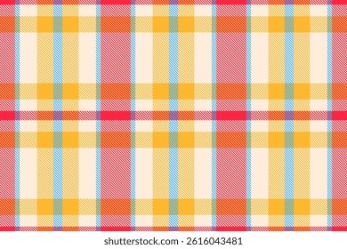 Checks vector fabric texture, warm textile plaid pattern. Commerce seamless tartan check background in papaya whip and amber colors palette.