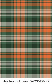 Checks vector texture tartan, outside fabric textile background. Editable check seamless plaid pattern in green and dark colors palette.