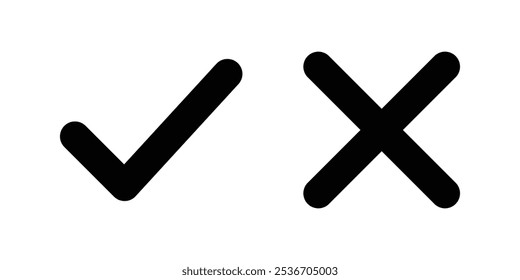 Marca de verificação e ícone x - stock vetor.