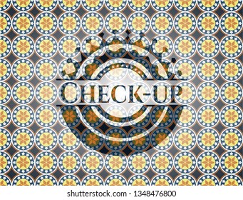 Check-up arabic style badge. Arabesque decoration.