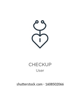 Checkup icon. Thin linear checkup outline icon isolated on white background from user collection. Line vector sign, symbol for web and mobile