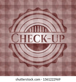 Check-up red seamless geometric pattern emblem. Seamless.