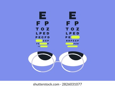 The checkup test features bold letters arranged in a visually stimulating pattern, encouraging individuals to focus on their eyesight, The bright pink background adds a fun element to the experience.