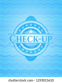Check-up water wave representation style emblem.