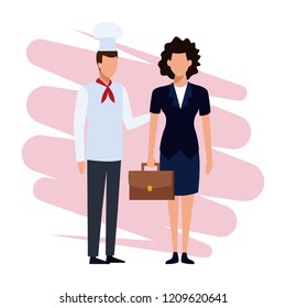 Ched and businesswoman