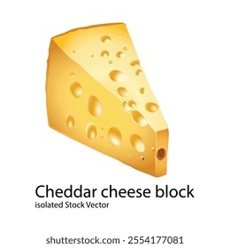 Cheddar cheese block isolated Stock Vector Illustration on white background Vol 06