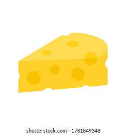 cheddar cheese cartoon icon with triangle shape isolated on white background. vector illustration 