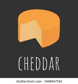 Cheddar cheese cartoon style vector icon.