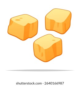 Cheddar cheese cube chunks vector isolated illustration