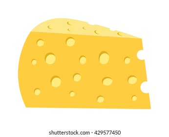 Cheddar cheese slice on white background