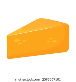 Cheddar cheese slice. Organic farm food. Design element, cartoon flat illustration for logo, poster, menu. Isolated on white background.