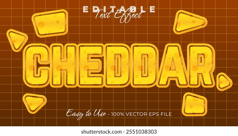 Cheddar text effect, yellow cheese texture graphic style, editable text