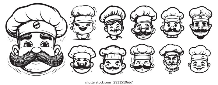 Chef cohorte cabeza de hombre 700 m. de ilustración vectorial