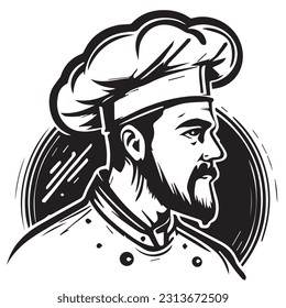 Cheef cook man heads vector illustration silhouette