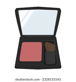 Cheek blush with mirror, vector illustration material.