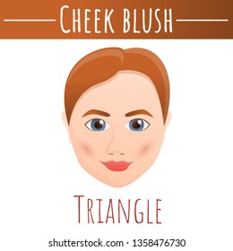 Cheek blush triangle face concept background. Cartoon illustration of cheek blush triangle face vector concept background for web design