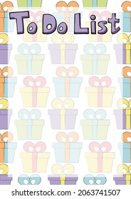 Lista de tareas pendientes con caja de regalo de color