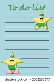 Cheek To do list with cute cartoon sport Star