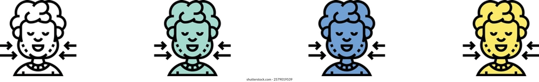 cheek icon. Outline, Green, Blue and Yellow Style Design Isolated On White Background